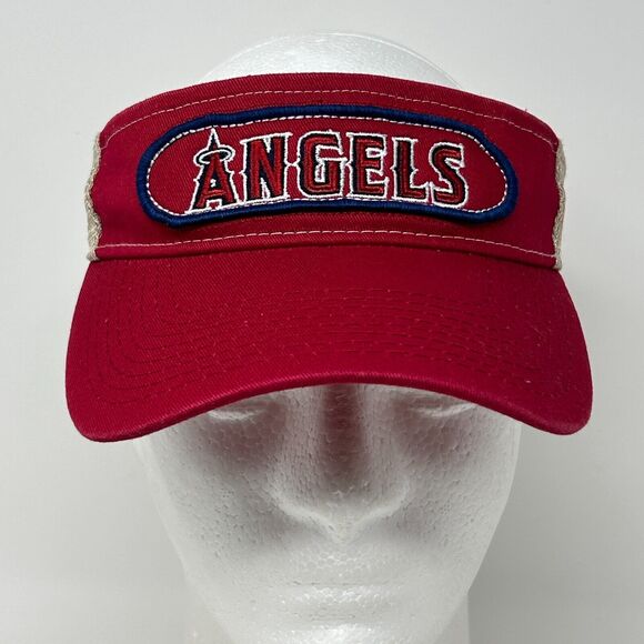 California Angels Visor Hat Cap Anaheim MLB Baseball Trucker Mesh Strapback Red - Picture 2 of 9